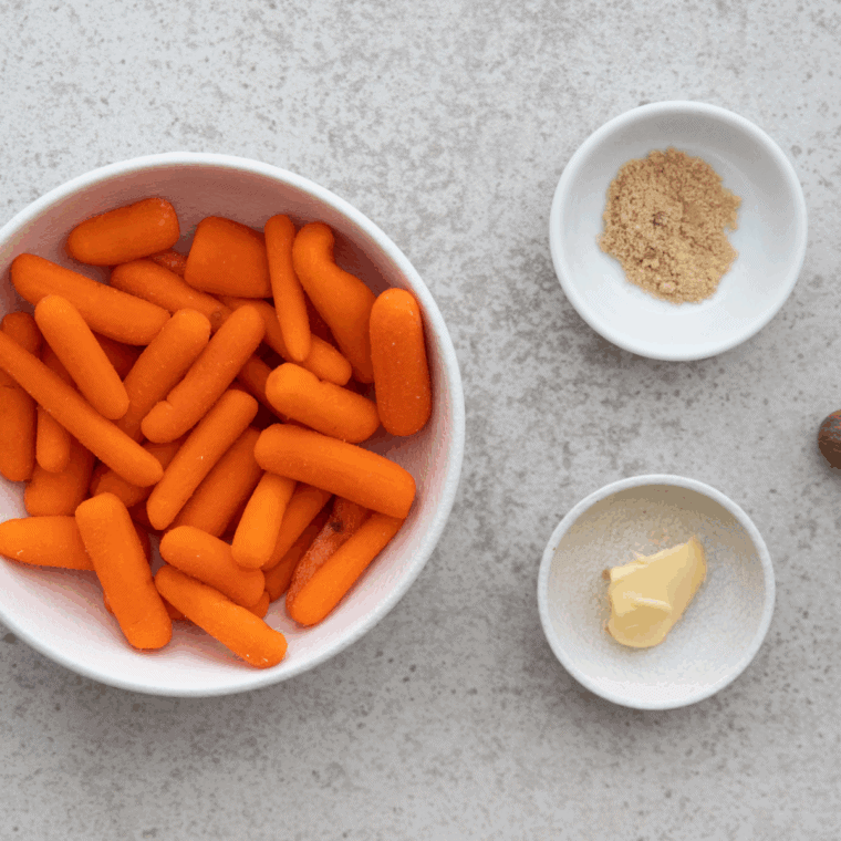 Easy Copycat Cheddar’s Carrots {Super Easy Copycat Recipe} ingredients on kitchen table.