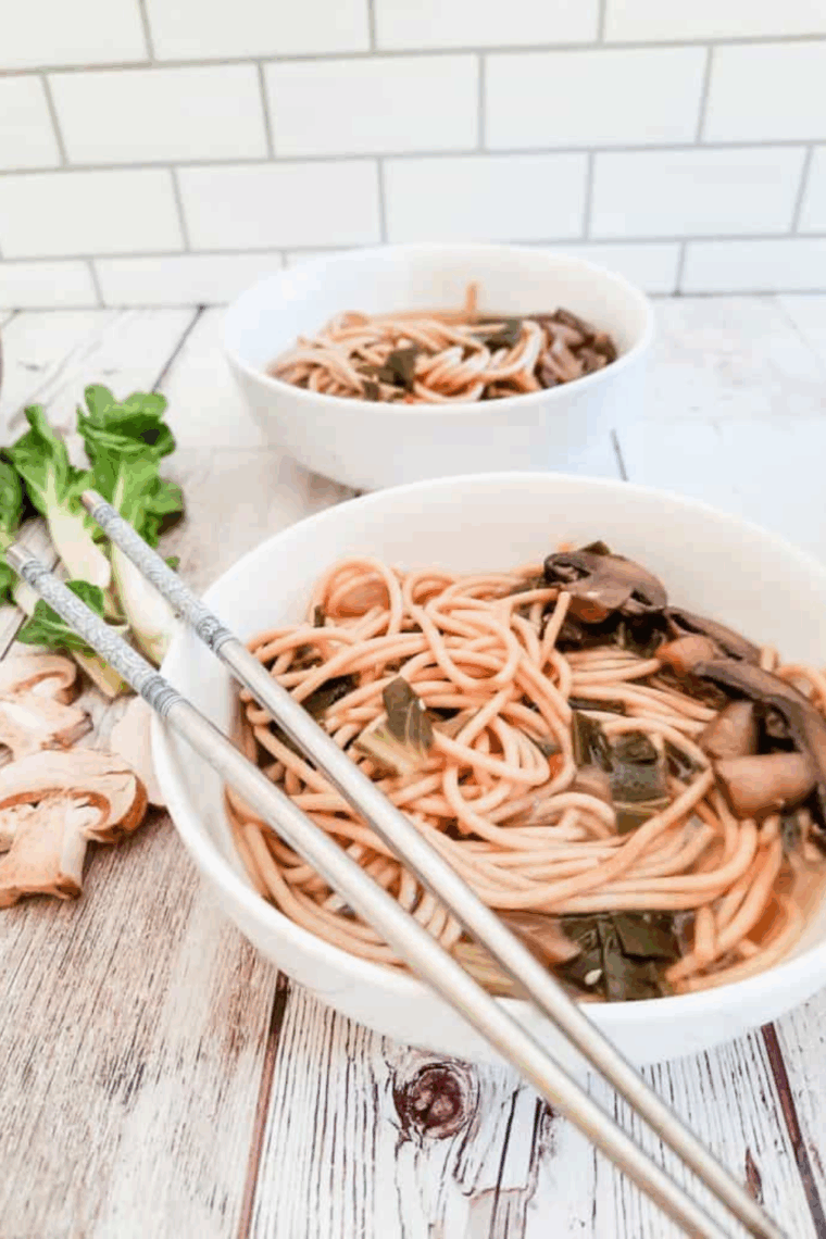 Easy Instant Pot miso soup with tofu and green onions in a bowl