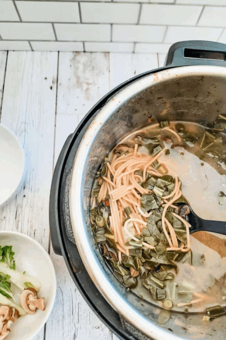 Miso Soup in instant pot bowl cooked.