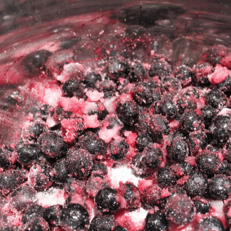 Mix well, coating the blueberries.