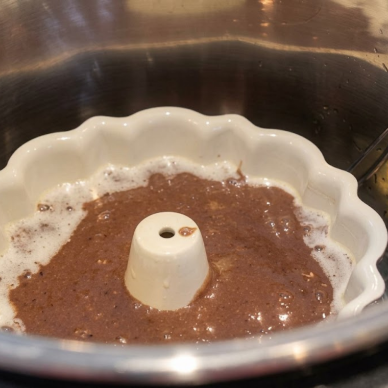Fluffy boxed cake made in Instant Pot sliced and served on plate with soft moist texture and frosting on top