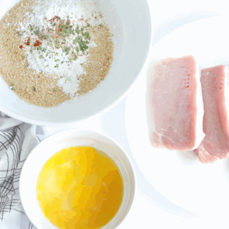 Whisk eggs in a medium bowl and mix bread crumbs, flour, cornstarch, and seasonings in a large bowl.