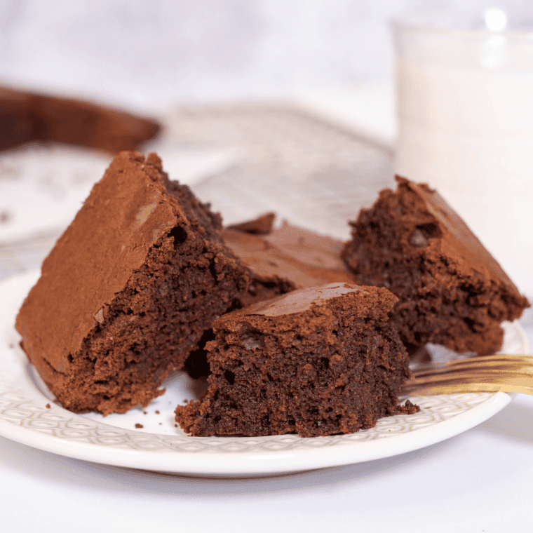 Fudgy air fryer boxed brownies cut into squares on parchment paper