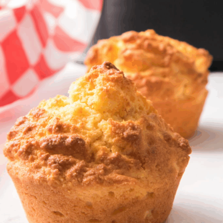 Golden, fluffy Air Fryer Famous Dave&rsquo;s copycat corn muffins in muffin tin