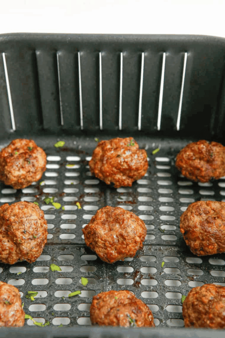 Cooked Firehouse Subs Meatball Sub Recipe in the air fryer basket.