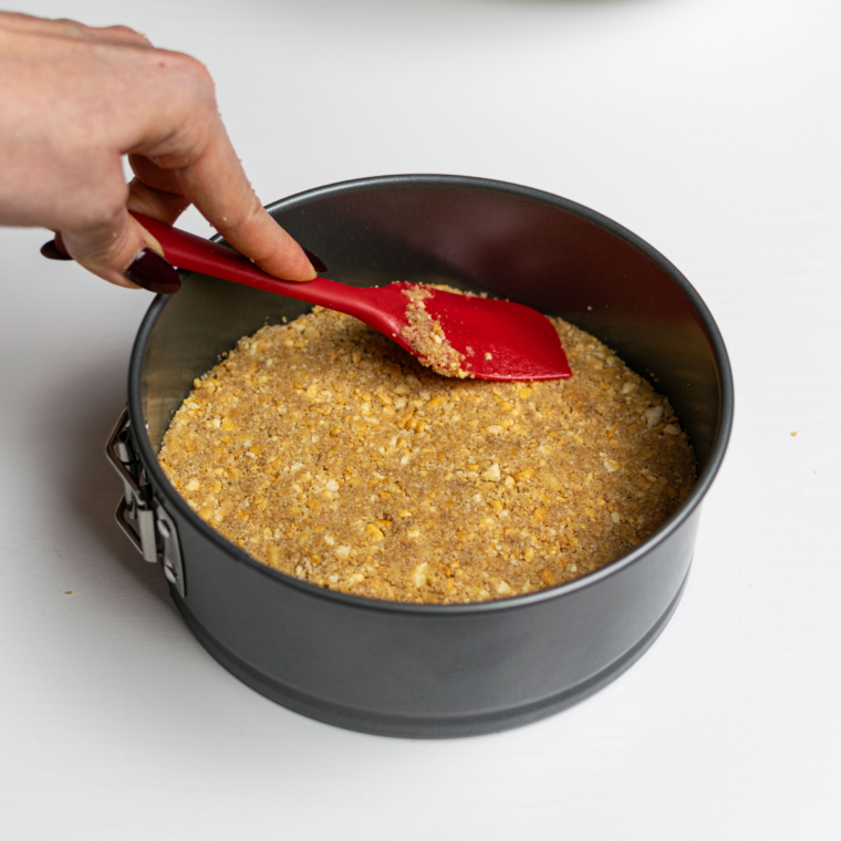 Graham cracker crust pressed into a 9-inch springform pan