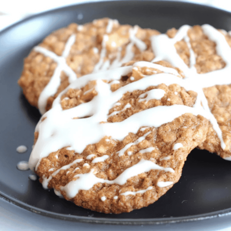Delicious Air Fryer Pumpkin Oatmeal Cookies stacked on a plate, showcasing their soft and chewy texture, with hints of pumpkin and oats.