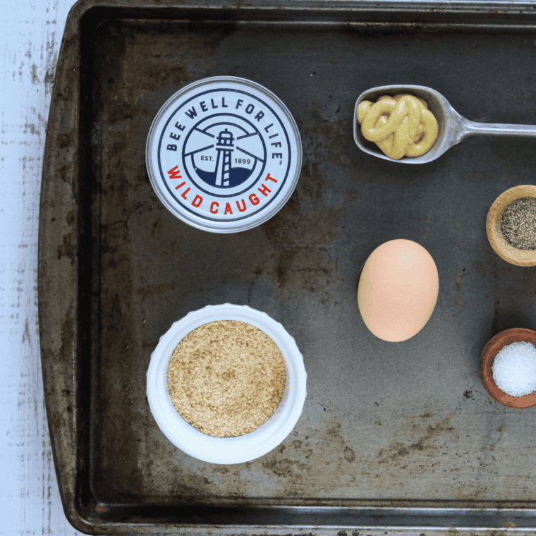 Ingredients needed for Easy Air Fryer Tuna Patties on kitchen table.