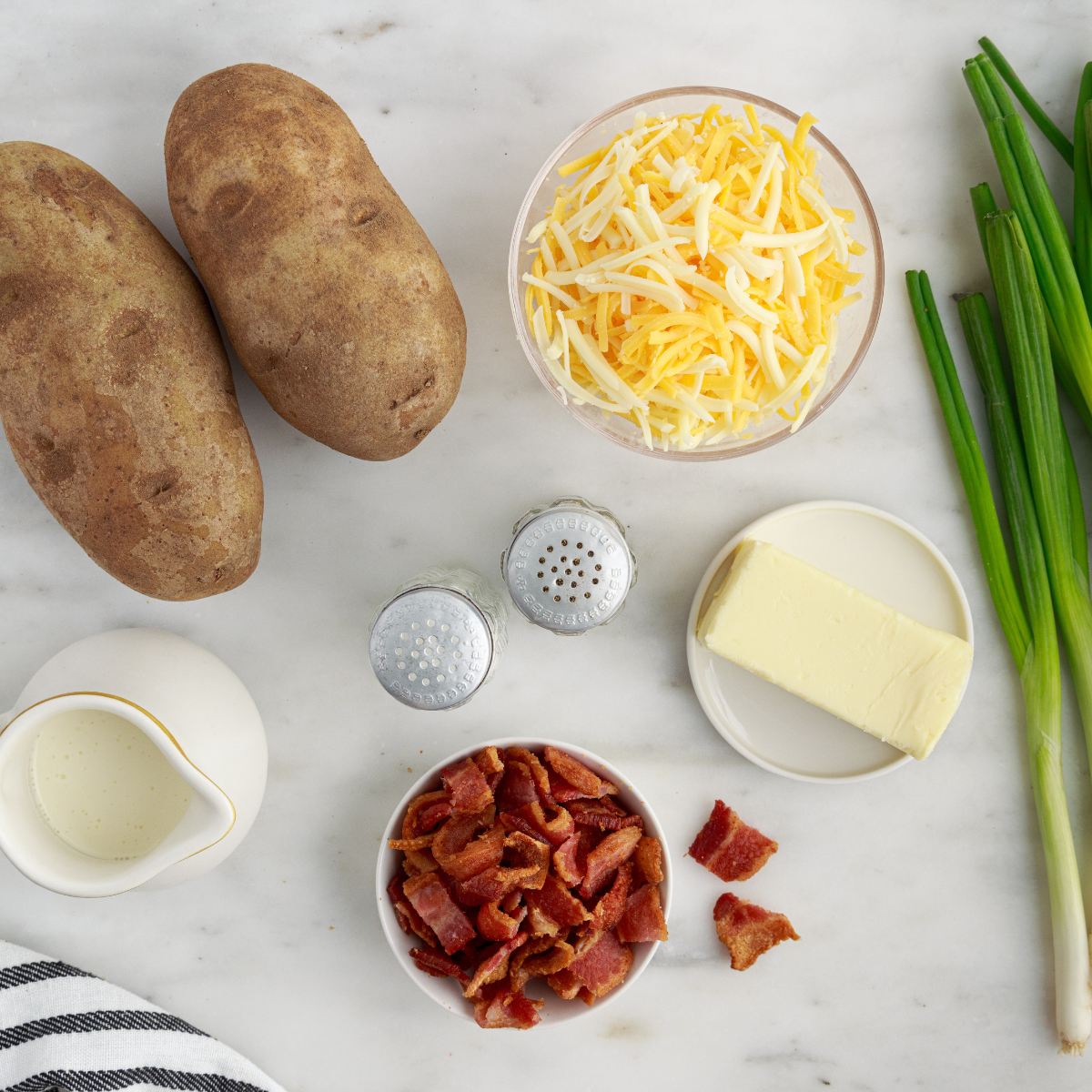 Ingredients needed for Air Fryer Mashed Potatoes &mdash; The Creamiest No-Boil Recipe You&rsquo;ll Ever Make on kitchen table.
