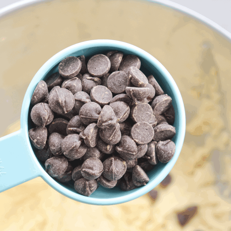 Ingredients needed for Air Fryer Chocolate Chip Muffin For One on kitchen table.