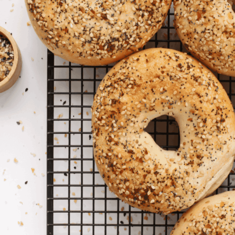 Easy Air Fryer Everything Bagel Chips ingredients on kitchen table.