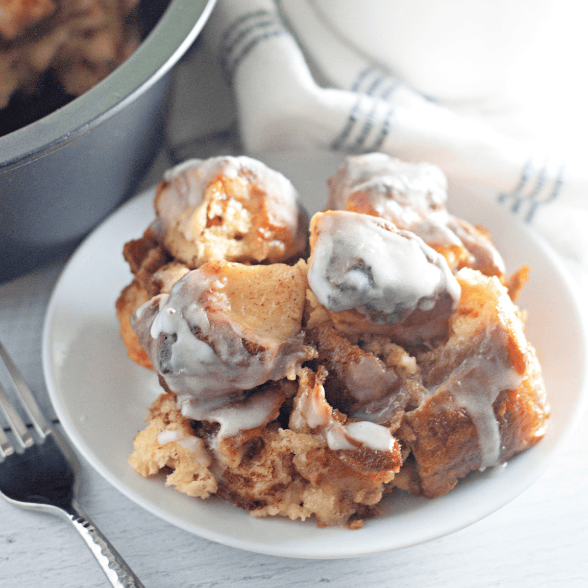 Air fryer cinnamon roll coffee cake fresh and golden brown