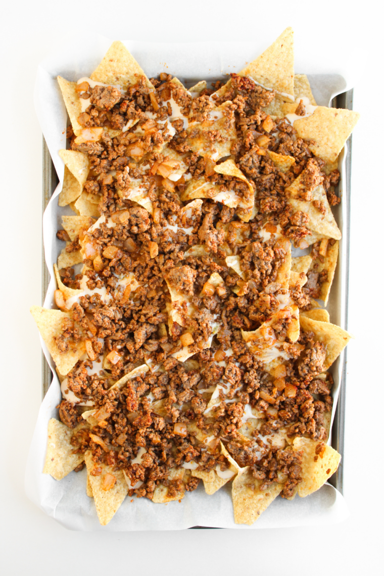 air fryer nachos bellgrande cooking until cheese melted and bubbling on chips