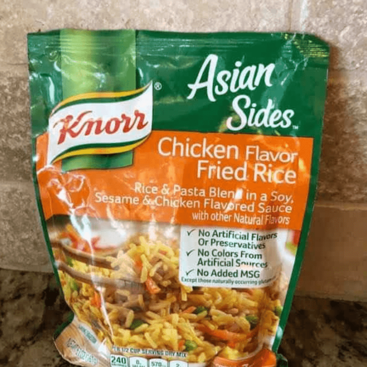 How to Make Knorr’s Rice Sides in The Instant Pot ingredients on kitchen table.