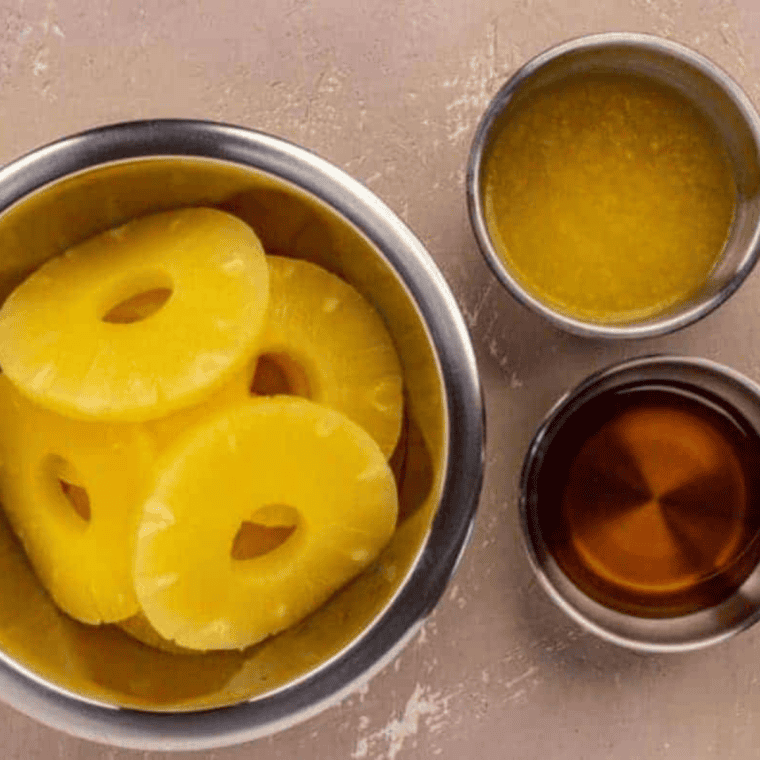Ingredients needed for Easy Air Fryer Cinnamon Brown Sugar Pineapple Rings on kitchen table