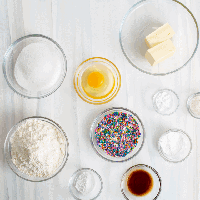 Ingredients needed for Air Fryer Blueberry Pie Bars on kitchen table.