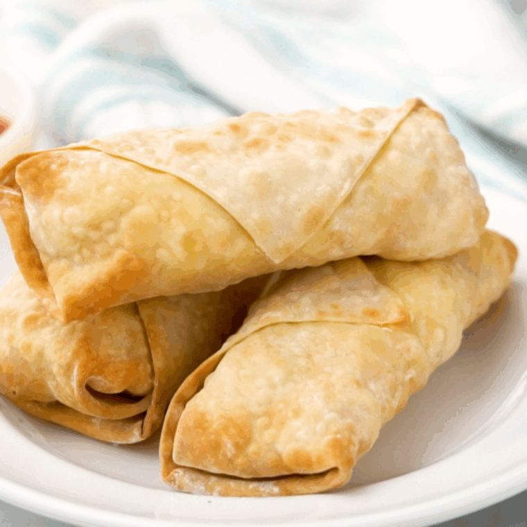 Crispy air fryer breakfast egg rolls in basket