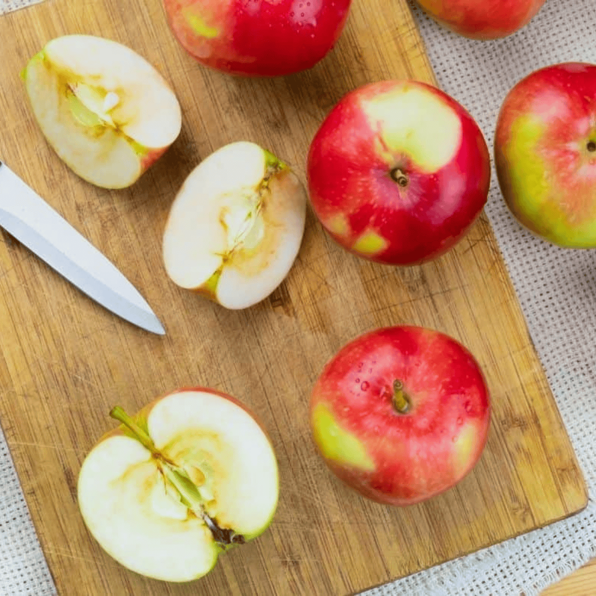 Ingredients needed for Air Fryer Apple Streusel Quick Bread on kitchen table.
