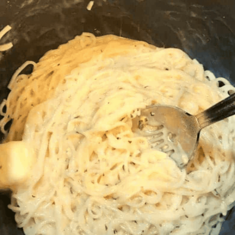 Quick releasing steam from the Instant Pot by turning the valve to venting after cooking Pasta Roni