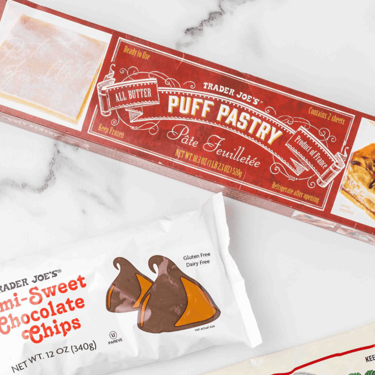 Ingredients needed for Air Fryer French Palmier on kitchen table.