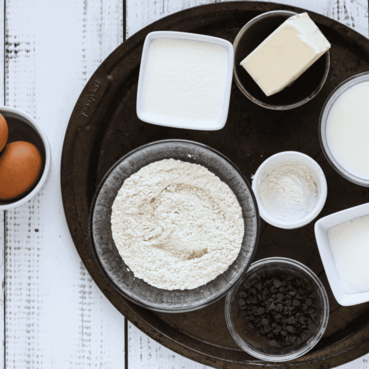 Ingredients needed for Dunkin Donuts Cinnamon Sugar Donut Recipe on kitchen table.