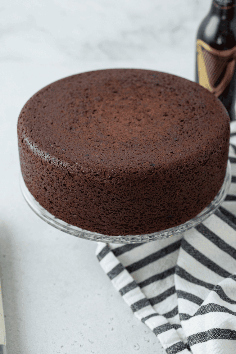 Moist chocolate cake made in the air fryer, fresh and ready to serve.
