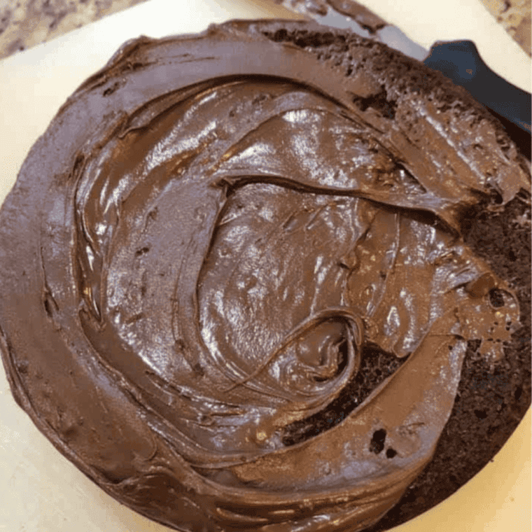 Three ingredient air fryer Nutella cake sliced and ready to serve.
