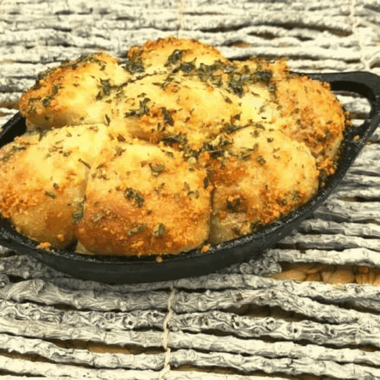 Air fryer garlic parmesan monkey bread baked until golden and pull apart