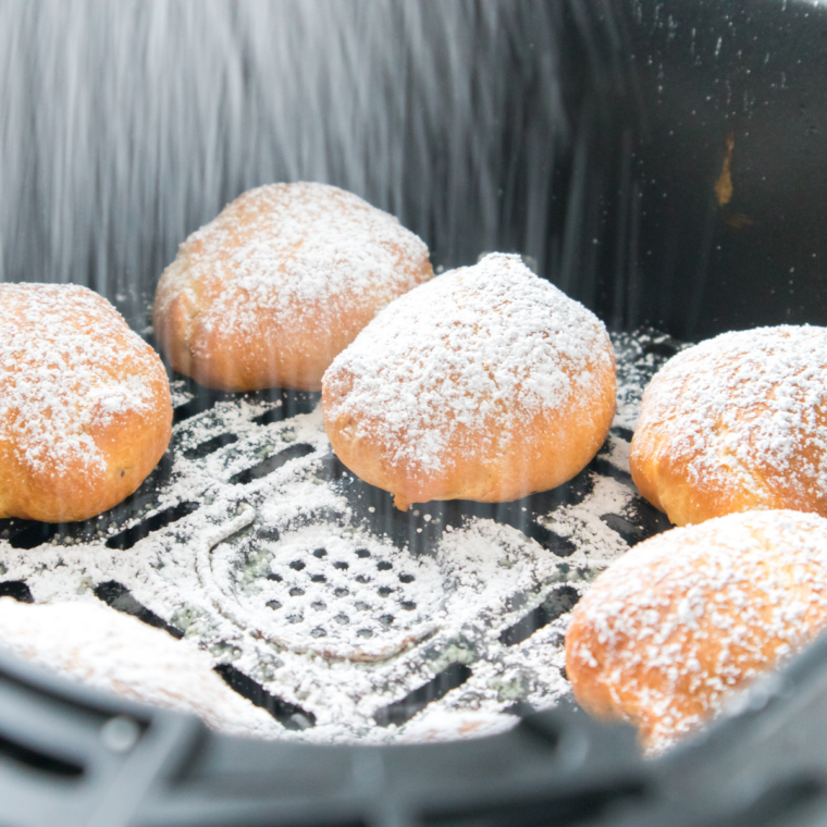 Air fryer dough wrapped Reese&rsquo;s peanut butter cups cooked until crisp outside and molten chocolate peanut butter inside ready in 8 minutes