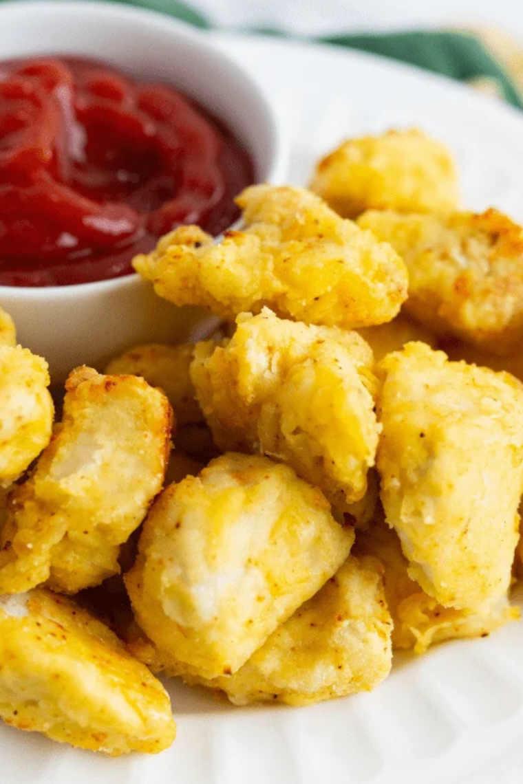 Homemade air fryer chicken nuggets with Chick-fil-A style seasoning on a plate