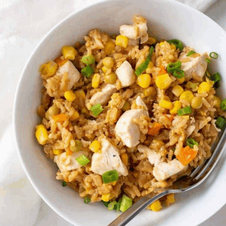 Healthy PF Chang’s Chicken Fried Rice copycat served in a bowl