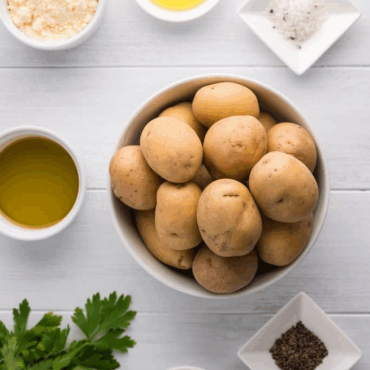 Ingredients needed for Easy First Watch Potato Recipe on kitchen table.