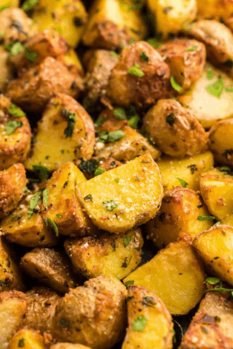 Golden, crispy First Watch-style breakfast potatoes seasoned and garnished with chopped parsley