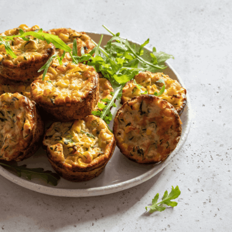 Golden, fluffy air fryer zucchini muffins with shredded zucchini and lightly sweet centers