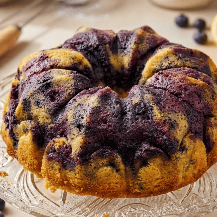 Soft blueberry lemon cornbread baked in a pan with juicy blueberries and fresh lemon zest, served warm for a sweet breakfast or brunch treat.