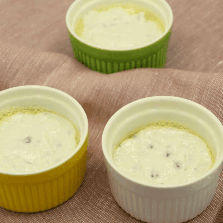  Pouring Martha White muffin batter into greased ramekins and air frying until fully cooked