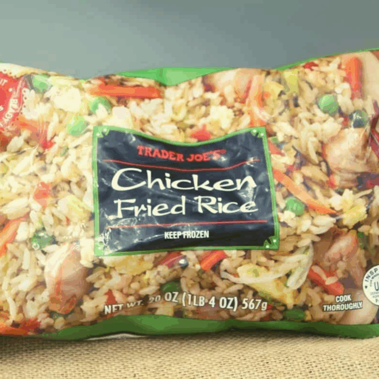Frozen Fried Rice in the Air Fryer ingredients on kitchen table.
