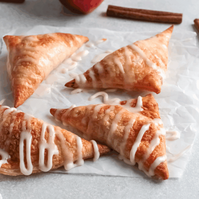 Golden air fryer apple turnovers fresh from the basket