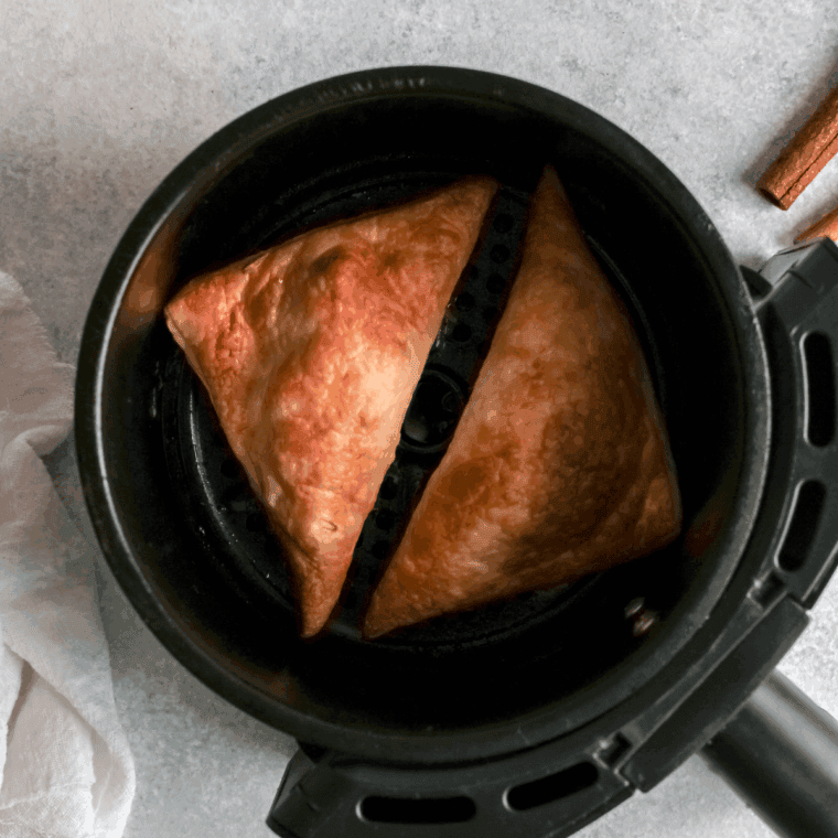 Golden air fryer apple turnovers fresh from the basket