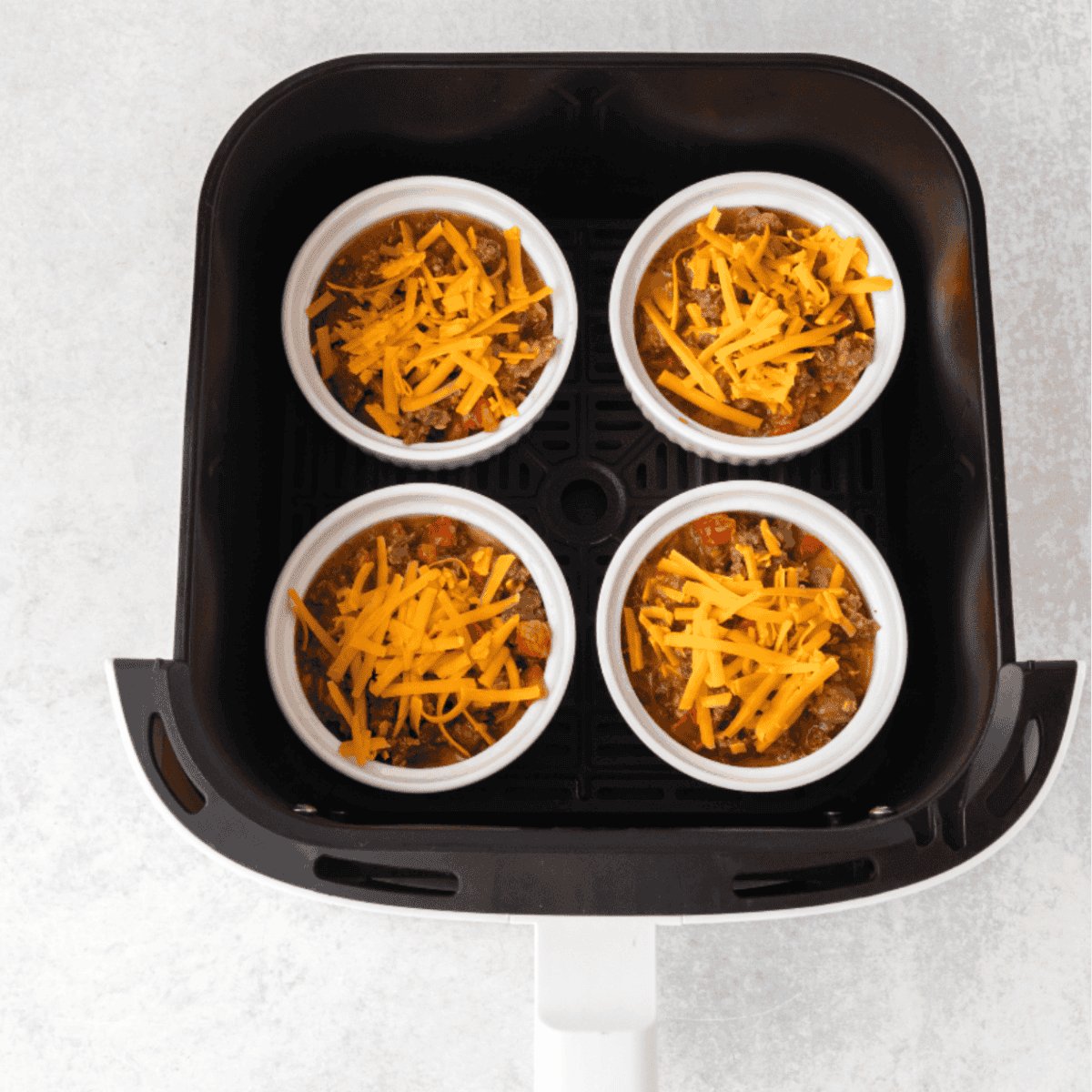 Four mini breakfast casseroles in the air fryer