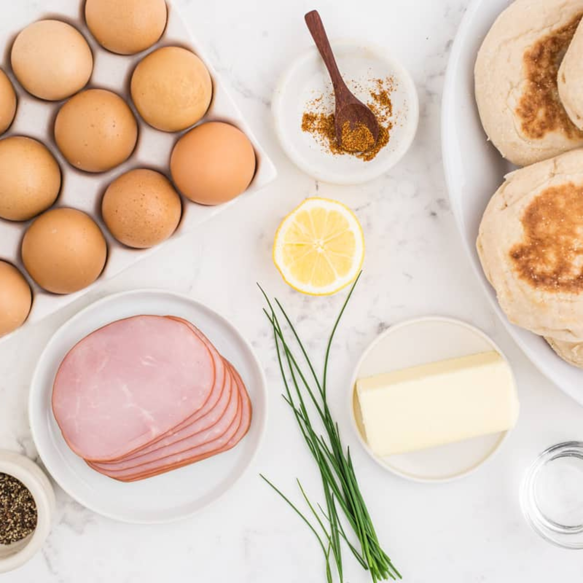 Ingredients needed for Air Fryer Poached Eggs &mdash; Perfect Every Time, No Vinegar, No Swirling, Just 6 Minutes on kitchen table.