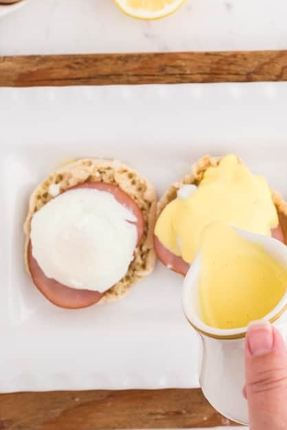 Air fryer poached eggs cooked in ramekins with water for gentle steaming producing soft set whites and runny yolks in 6 minutes without vinegar or swirling method