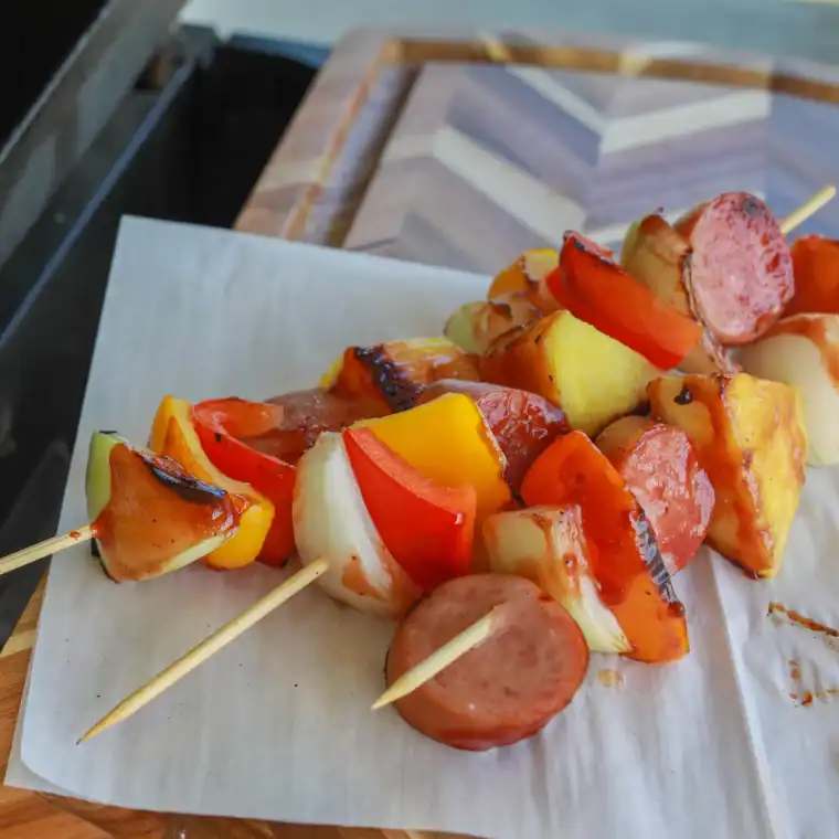 Blackstone Griddle Hawaiian Kielbasa Kabobs