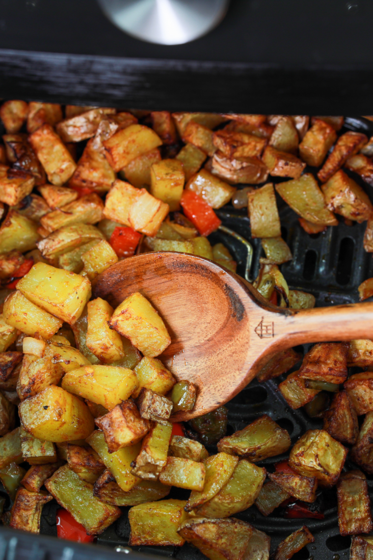 Air fry potatoes in single layer at 400&deg;F until crispy golden brown