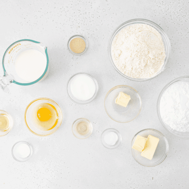 Ingredients Needed for Easy Air Fryer Banana Donuts on kitchen table.