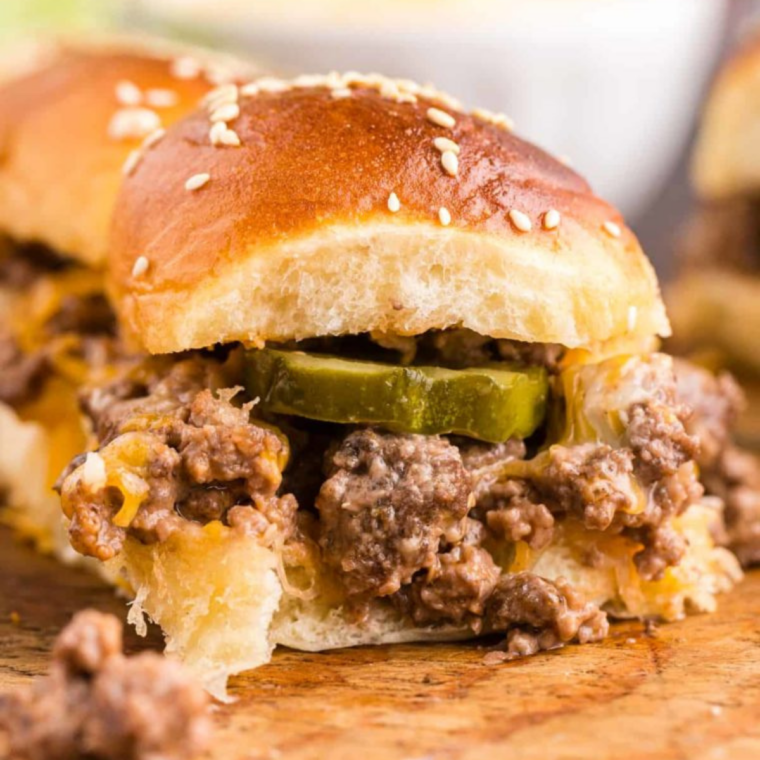 Juicy, cooked ground beef in an air fryer basket, ready to use