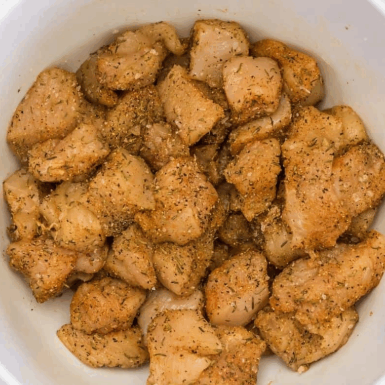 Chicken, rice, ranch seasoning, chicken broth, butter, and optional vegetables ready to cook