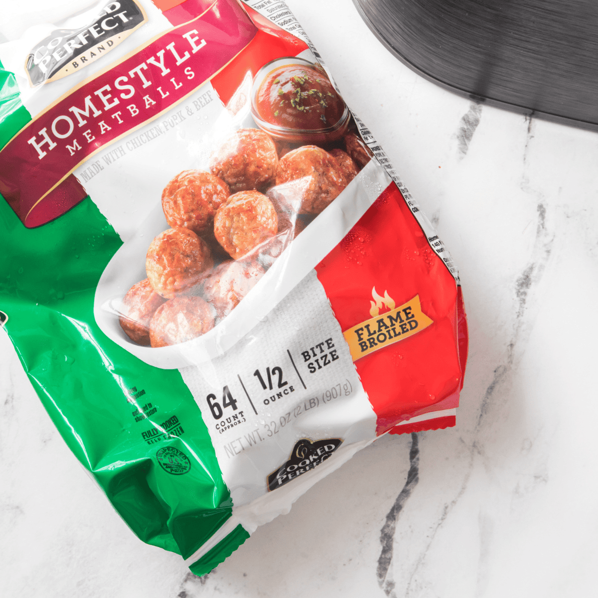Ingredients needed for Easy Instant Pot Frozen Meatballs And Egg Noodles Recipe on kitchen table.
