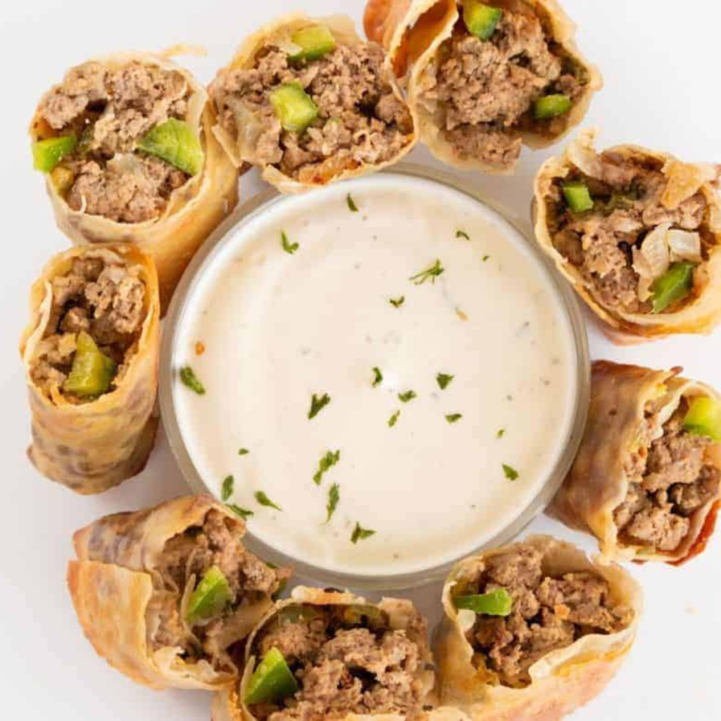 Philly Cheesesteak Egg Rolls in the Air Frye