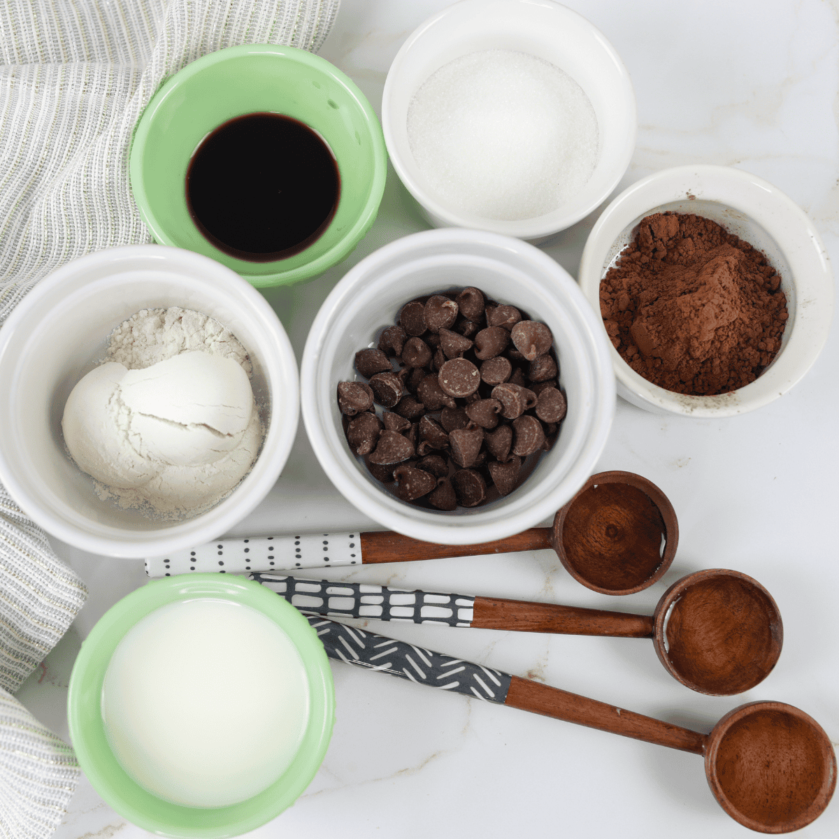 Ingredients needed for Easy Air Fryer Christmas Brownie Mix Cookies on kitchen table.